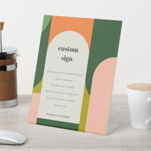 Groovy Retro Arch Abstract Wedding Custom Party Pedestal Sign