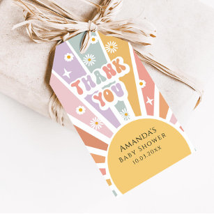 Groovy Retro Baby Shower Thank You Gift Tags
