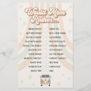 groovy retro baby shower would mom rather game 