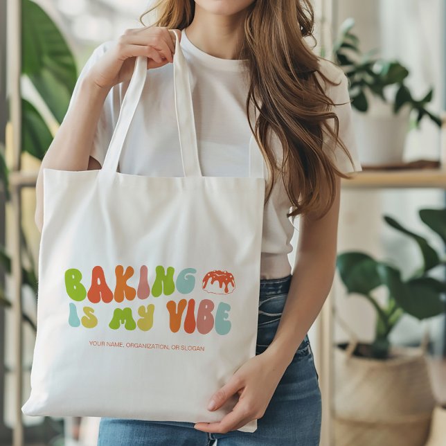 Groovy Retro Baking is My Vibe, Baker Tote Bag (Creator Uploaded)