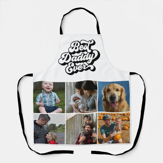 Groovy Retro Best Daddy Ever Nine Photo Apron (Front)