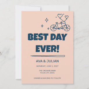 Groovy Retro Best Day Ever Wedding Invitation