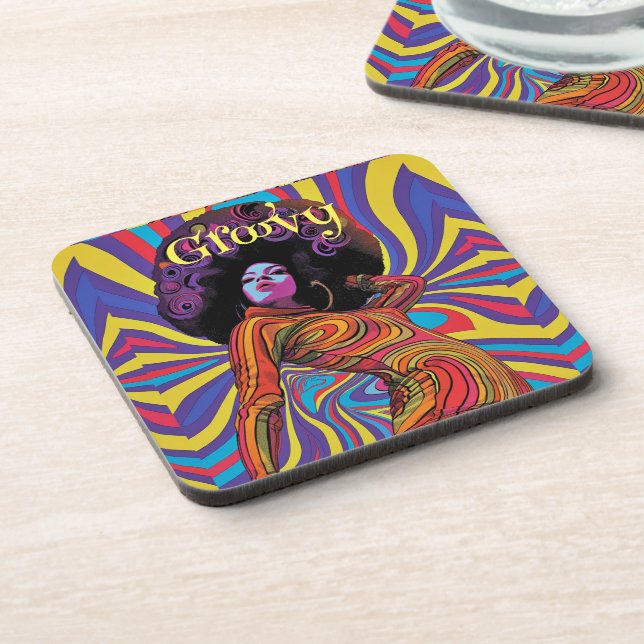 Groovy Retro Beverage Coaster (Left Side)