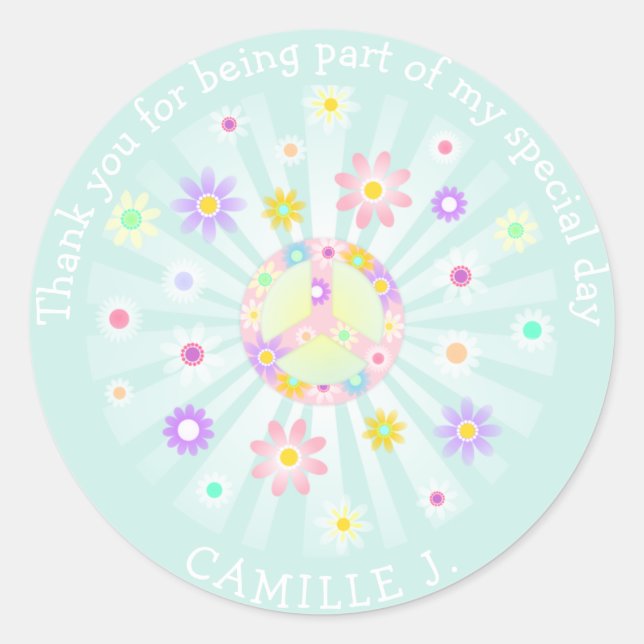 Groovy Retro Birthday Classic Round Sticker (Front)