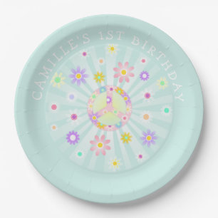 Groovy Retro Birthday Paper Plate