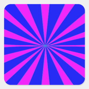 Groovy Retro Blue & Pink Background Square Sticker