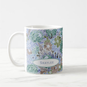 Groovy Retro Blue Protea And Daisy Mug