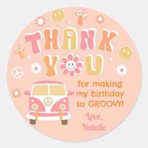 Groovy Retro Boho Birthday Favour Stickers Labels