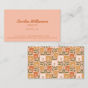 Groovy Retro Boho Burnt Orange Botanical Trendy Business Card