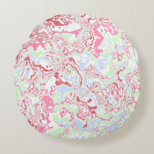 Groovy Retro Boho Eclectic Funky Colourful Marble Round Pillow