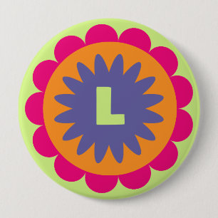 Groovy Retro Botanical Pattern Artwork 4 Inch Round Button