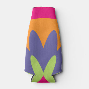 Groovy Retro Botanical Pattern Artwork Bottle Cooler