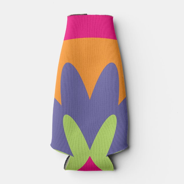 Groovy Retro Botanical Pattern Artwork Bottle Cooler (Front)