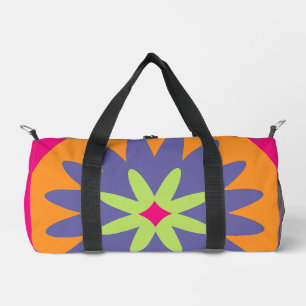 Groovy Retro Botanical Pattern Artwork Duffle Bag