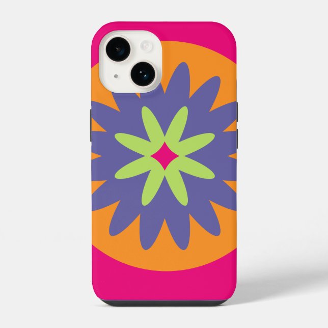 Groovy Retro Botanical Pattern Artwork iPhone Case (Back)