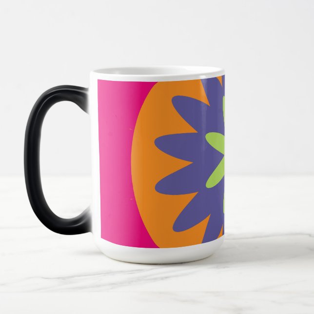 Groovy Retro Botanical Pattern Artwork Magic Mug (Left)