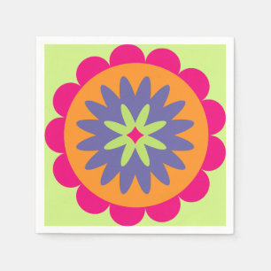 Groovy Retro Botanical Pattern Artwork Napkin