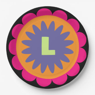 Groovy Retro Botanical Pattern Artwork Paper Plate