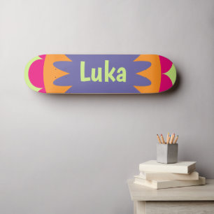 Groovy Retro Botanical Pattern Artwork Skateboard
