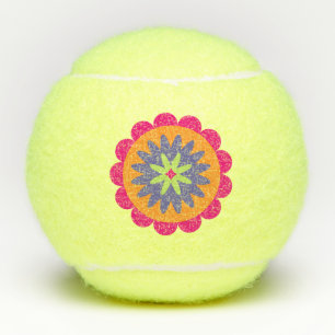Groovy Retro Botanical Pattern Artwork Tennis Balls