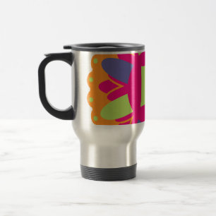 Groovy Retro Botanical Pattern Artwork Travel Mug