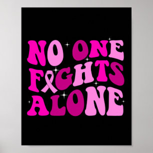 Groovy Retro Breast Cancer Awareness Nobody Fight Poster