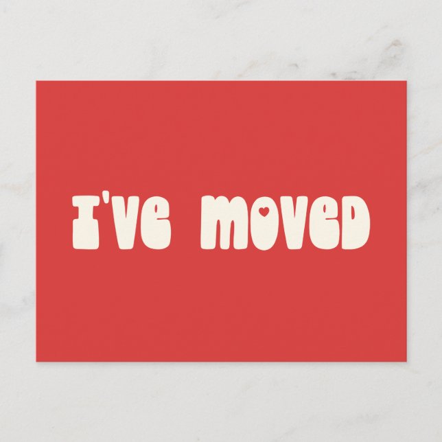 Groovy Retro Bright Red I've Moved New Address Postcard (Front)