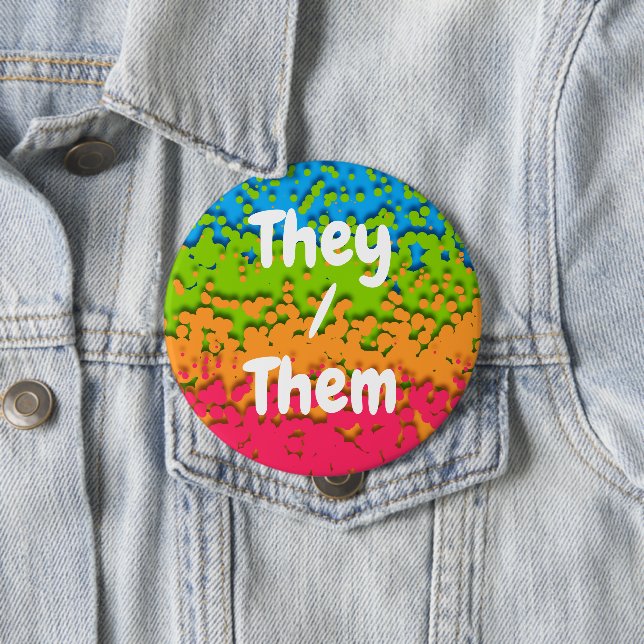 Groovy Retro Bubbly Trippy Funky Panromantic Pride 4 Inch Round Button (In Situ)