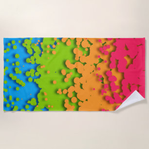 Groovy Retro Bubbly Trippy Funky Panromantic Pride Beach Towel
