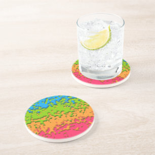 Groovy Retro Bubbly Trippy Funky Panromantic Pride Coaster