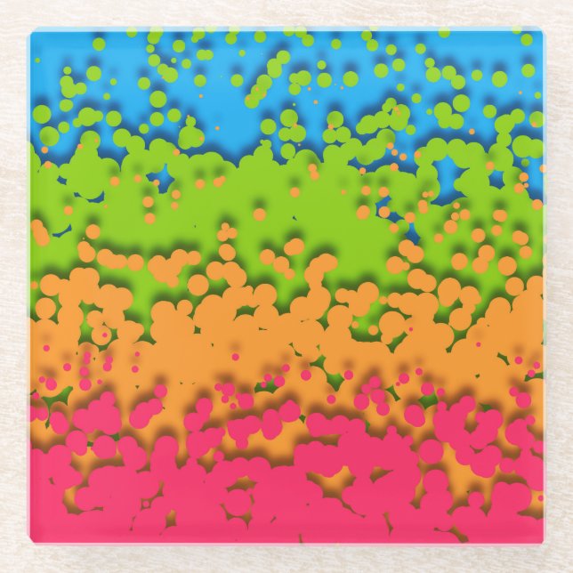 Groovy Retro Bubbly Trippy Funky Panromantic Pride Glass Coaster (Front)