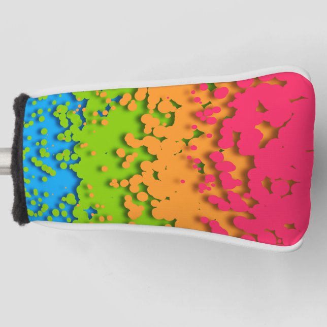 Groovy Retro Bubbly Trippy Funky Panromantic Pride Golf Head Cover (Front)