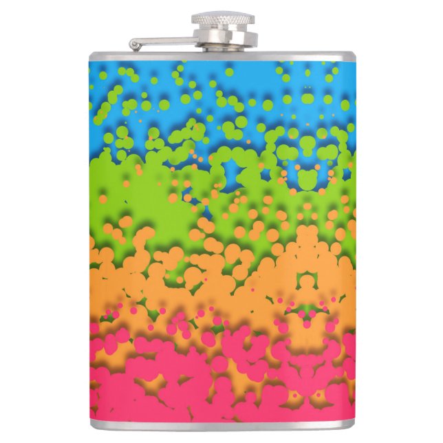 Groovy Retro Bubbly Trippy Funky Panromantic Pride Hip Flask (Front)