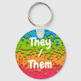 Groovy Retro Bubbly Trippy Funky Panromantic Pride Keychain