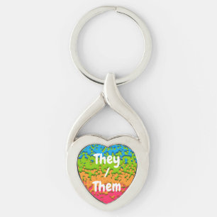 Groovy Retro Bubbly Trippy Funky Panromantic Pride Keychain