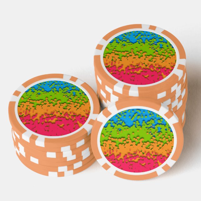 Groovy Retro Bubbly Trippy Funky Panromantic Pride Poker Chips (Stack)