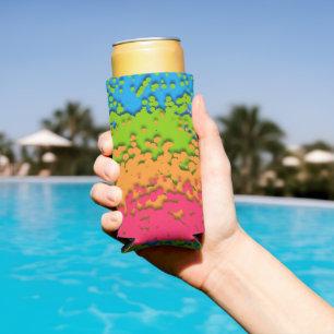Groovy Retro Bubbly Trippy Funky Panromantic Pride Seltzer Can Cooler