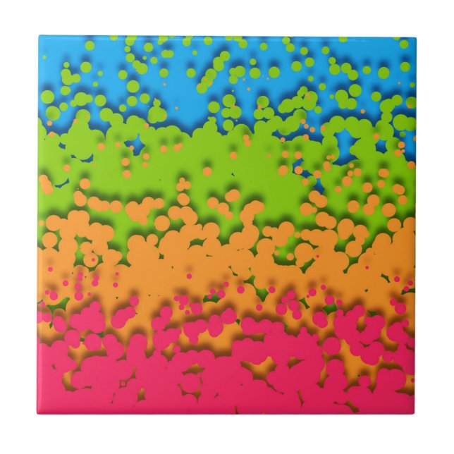 Groovy Retro Bubbly Trippy Funky Panromantic Pride Tile (Front)