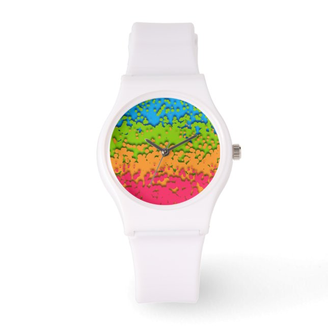 Groovy Retro Bubbly Trippy Funky Panromantic Pride Watch (Front)