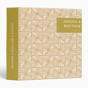 Groovy Retro Chartreuse Botanical Custom Wedding Binder