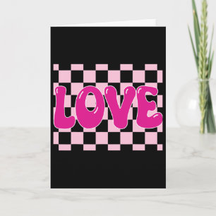 Groovy Retro Checkered Heart Love Retro Love Valen Card