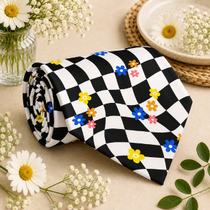 Groovy Retro Chequerboard, Y2K 90s  Tie