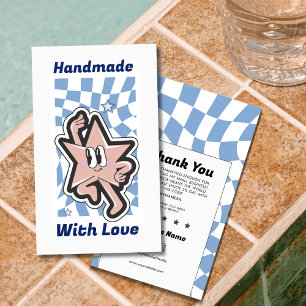 Groovy Retro Chequered Thank You Business Card 