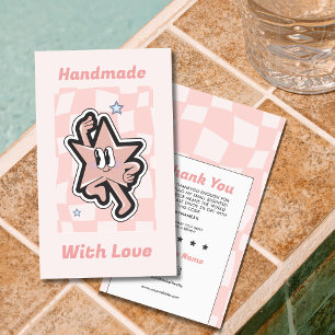 Groovy Retro Chequered Thank You Business Card 