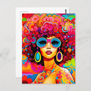 Groovy Retro Chic Floral Pop Art Postcard