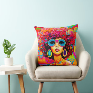 Groovy Retro Chic Floral Pop Art Throw Pillow