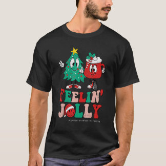 Groovy Retro Christmas Santa Hippie Feelin' Jolly  T-Shirt