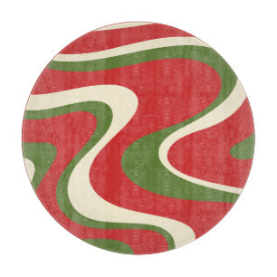 Groovy Retro Christmas Swirl Abstract Pattern Cutting Board