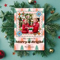 Groovy Retro Christmas Trees Pattern Photo Frame