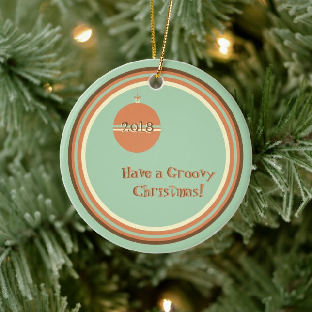 Groovy Retro Christmas with Ornament and Date (Tree)